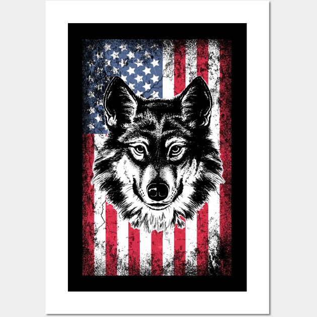 Patriotic Siberian Husky American Flag Wall Art by Sinclairmccallsavd